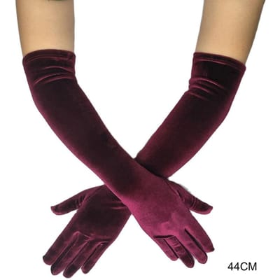 44 cm/53 cm/65 cm Gants Longs Luxueux en Velours pour Femmes Sexy Noir Élastique Fête Bal Etiquette Robe de Mariage Accessoires Rétro black