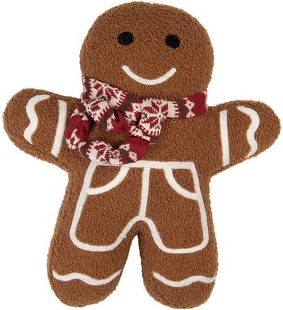 Clayre & Eef Sierkussen Gingerbread man 35x5x44 cm Bruin Polyester