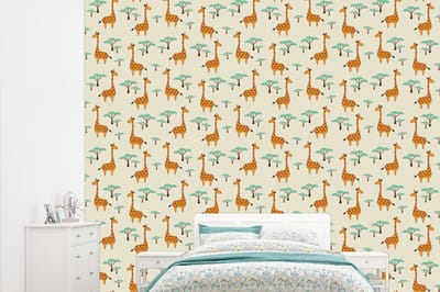 Behang - Fotobehang Giraffe - Dieren - Patronen - Breedte 315 cm x hoogte 260 cm