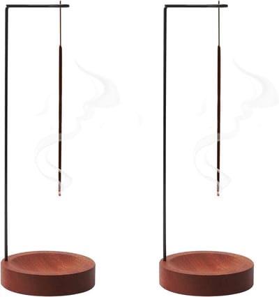 Set van 2 Houten Wierookhouders met Ronde Basis voor Meditatie, Yoga en Aromatherapie