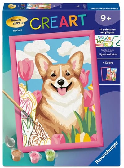 Ravensburger – CreArt Kids 18x24cm – Schilderen op nummer – Corgi – Schilderen op nummer set – Leeftijd 9+ – 12023222