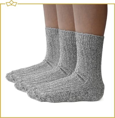 ATTREZZO® Sokken - Noorse Sokken - 3 paar - Wol - Nordic Socks - Grijs - maat 35-38