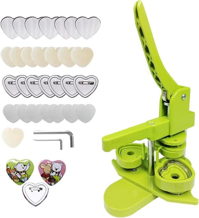 DIY Button Maker voor Hartvormige Pins - Badge Maker Set met 100 Onderdelen voor Persoonlijke Cadeaus en Creatieve Projecten