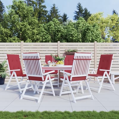 vidaXL - Tuinstoelkussens - 6 - st - hoge - rug - 120x50x3 - cm - stof - wijnrood