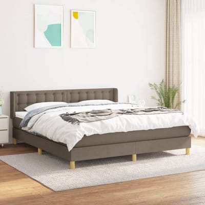 vidaXL - Boxspring - met - matras - stof - taupe - 160x200 - cm