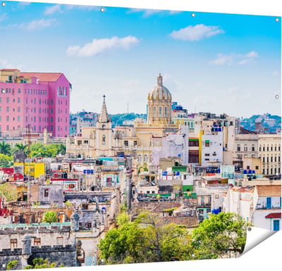 Gards Tuinposter Havana Stad in Cuba - 150x120 cm - Tuindoek - Tuindecoratie - Wanddecoratie buiten - Tuinschilderij