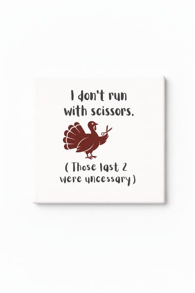 Grappige Kalkoen Keramische Tegel – I Don’t Run with Scissors Humoristische Thanksgiving Quote Decoratieve Cadeau Tegel