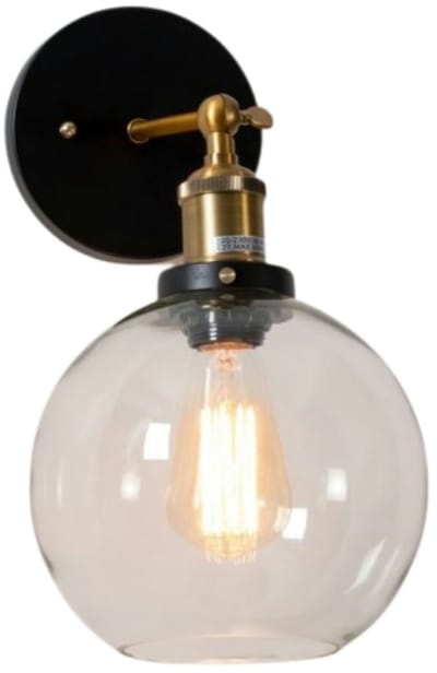 Kosilum - Olivia - Wandlamp - Transparant en zwart - Metaal en glas