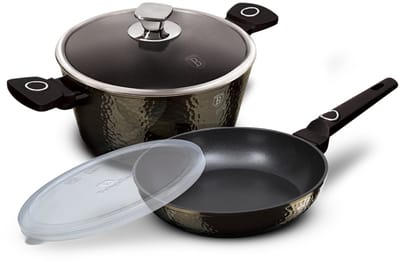 Berlinger Haus Primal Gloss - Pot en Pan Set - Ø24cm - Soft Touch Handvat - Zwart