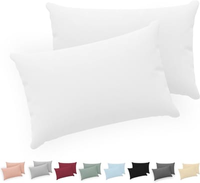 Famanu – Kussensloop (Set van 2) - 100% Katoen Jersey 150 - Wit - Kussensloop - Kussenhoes met ritssluiting - Oeko - Tex gecertificeerd