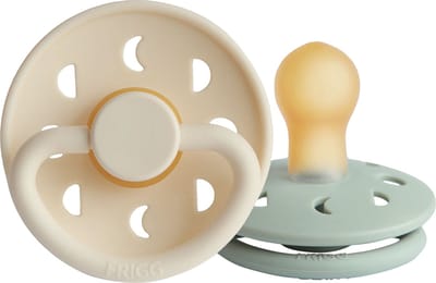FRIGG Moon Fopspeen - Rond - 2 Stuks - 0-6 Mnd - Cream/Sage