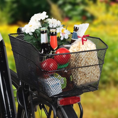Zwarte Fietsmand voor Bagagedrager en Stuur - Ideaal voor Boodschappen