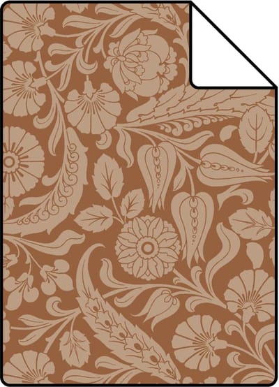 Proefstaal ESTAhome behang bloemmotief terracotta bruin - 26.5 x 21 cm - 139786-S