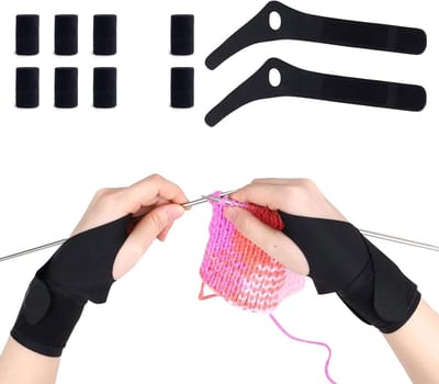 Ergonomische haakset met 10 vingertoppen en handschoenen voor haakliefhebbers – ideaal voor comfortabel haken en creatief handwerk