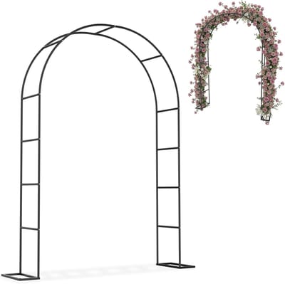 Rozenboog Metaal - Tuinboog Decoratie - Feestelijke Aankleding - Gepoedercoat Weerbestendig - 240 cm Hoog - Zwart