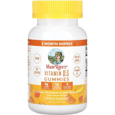MaryRuth's, Vitamine D3 gummies, citroen, aardbei en sinaasappel, 25 mcg, 60 gummies