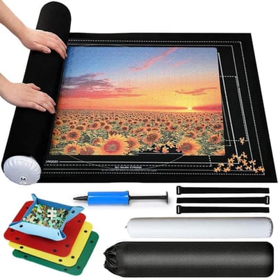 NBAP® Zwarte Puzzelmat voor 2000stukjes - Puzzelmap met Accessoires - Puzzelbord - Puzzelmatten - Puzzelmat Volwassen en Kinderen -Geschikt voor legpuzzel 2000 1500 1000 Stuks - 120x80cm