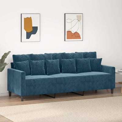 Vidaxl Bank 3-Zits, Blauw, 180 Cm, Bekleed met Fluweel