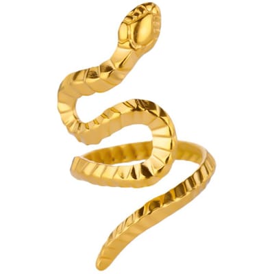 Luxe Zirconium Slang Ring Voor Vrouwen Verguld Roestvrij Staal Geometrische Ring Hypoallergeen Bruiloft Kerst Sieraden Cadeau beige