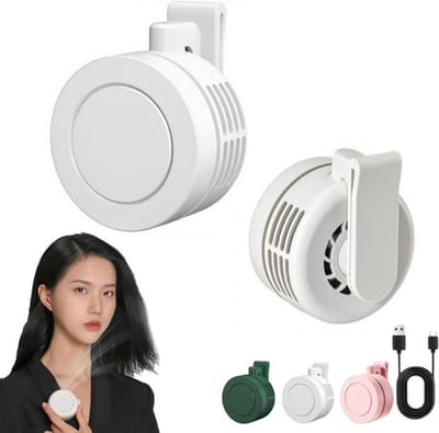 Mini ventilator-nekventilator-nekventilator-900mAh-Stille mini-bladloze ventilator met clip-on-draagbare nek ventilator-Verstelbare, 3-snelheden hangende nek- en tailleventilator-Geschikt voor buiten, op reis en op kantoor-wit