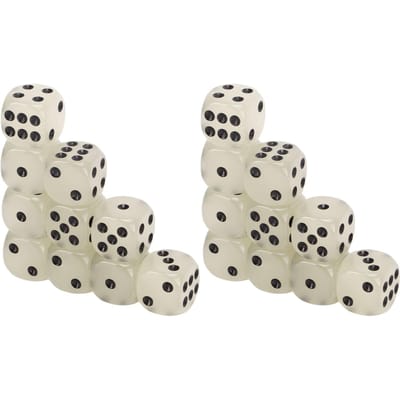 20 Pièces Dés Lumineux Moyen Point Noir Classique Plastique Dés à 6 Faces Dés de Jeu de Table pour Plateau beige