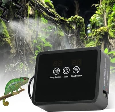 Reptielen Luchtbevochtiger - Terrarium Vernevelaar - Ideale Luchtvochtigheid - Intelligent Sproeisysteem - 2 Sproeiers - Zwart