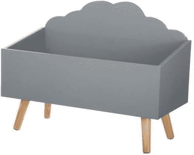 Houten speelgoedkist - Opbergkist kind - Speelgoed opbergen - Met 4 poten - 58 x 28 x 45 cm - Grijs