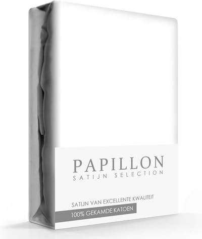 Papillon hoeslaken - katoen satijn - 180 x 200 - Wit