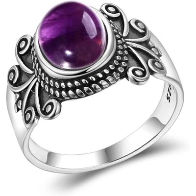 Retro Natuurlijke Ring voor Mannen Vrouwen Tijgeroog Rhodochrosiet Kyaniet Amethist Steen Ringen Sieraden Feest Verjaardagscadeau 7