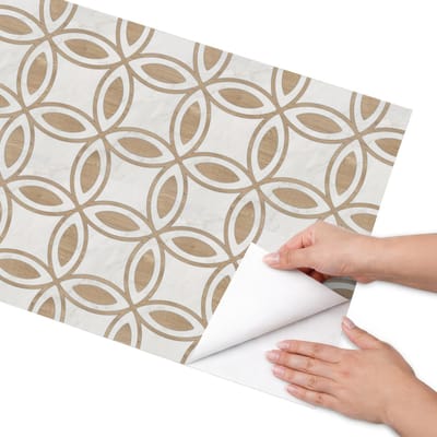 Coloray Meubel Wrap Folie - Beige Meubelfolie - 50x100 cm - Wrapfolie Keuken Geometrische patronen - Decoratiefolie - Geometrische Meubelfolie - Meubel Wrap Folie - Woonkamer decoratie - Achtergronden en patronen