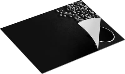 Chefcare Inductie Beschermer Koffiebonen - Zwart Wit - 65x50 cm - Afdekplaat Inductie - Kookplaat Beschermer - Inductie Mat