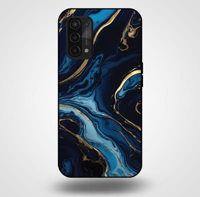 Smartphonica Telefoonhoesje voor OPPO A54 5G / A74 5G / A93 5G met marmer opdruk - TPU backcover case marble design - Goud Blauw geschikt voor Oppo A54 5G;Oppo A74 5G;Oppo A93 5G