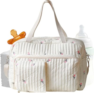 Reis luiertas - Bloemen weekendtas - Baby verzorgen - Multifunctioneel ontwerp - 42 x 28 x 8 cm - Bloemenmotief