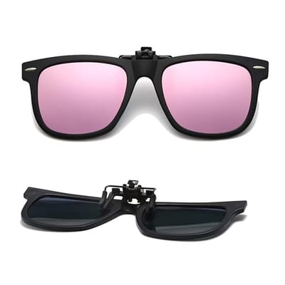 Clip-on zonnebril Geschikt voor kinderen - Gepolariseerde clip-on zonnebril, Geschikt voor brillen op sterkte, jaszonnebril Geschikt voor kinderen, meisjes en jongens (roze en zwart)