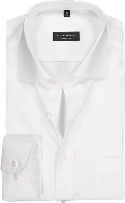 ETERNA comfort fit overhemd - poplin heren overhemd - wit - Strijkvrij - Boordmaat: 48 (EU maat: 3XL)