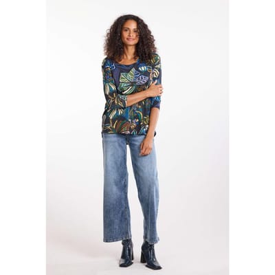 DIDI Dames Loose tee Easy 3/4 Blue Meadow print maat 38