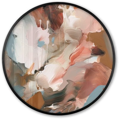 Poster in lijst Rond - Fotolijst 60x60 cm - Posters - Verf - Kleuren - Abstract - Kunst - Ronde posterlijst zwart - Decoratie - Wanddecoratie woonkamer - Muurdecoratie slaapkamer