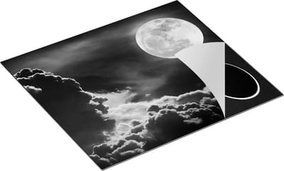 Chefcare Inductie Beschermer Volle Maan bij Wolken - Zwart Wit - 60x50 cm - Afdekplaat Inductie - Kookplaat Beschermer - Inductie Mat