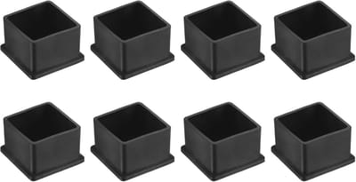 8x Vierkante PVC Stoelpootdoppen Zwart - Beschermdoppen Voor Houten Vloeren 39x39mm