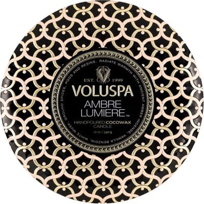Voluspa Geurkaars Maison Noir Ambre Lumiere 3 Wick Tin Candle 340gr