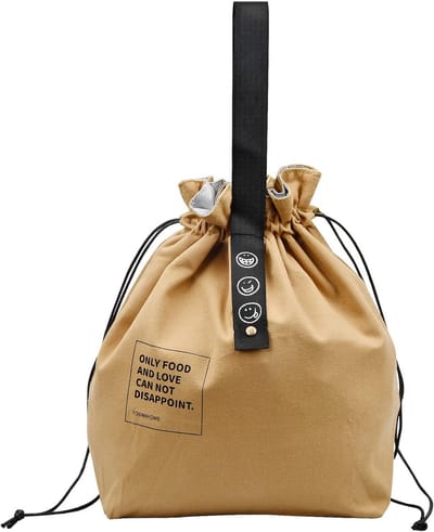 Lunchtas Katoen - Opvouwbare Tas - Lunch Meenemen - Wasbaar Gemakkelijk - 9 Liter - Bruin