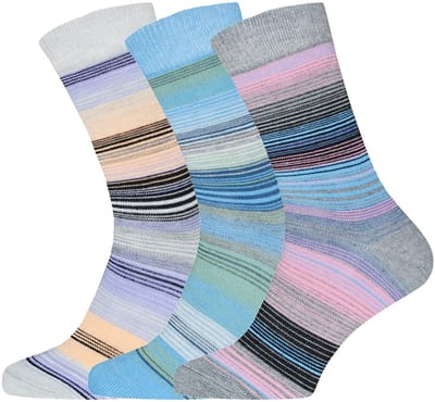 Gestreepte sokken | Pastel kleuren | Katoen | Merk: Gianvaglia | Maat: 35-38/ 39-42 | Dames | 3 Paar