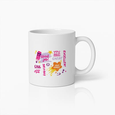 Motiverende Koffiemok 330ml – “Goed Gedaan, Uitstekend, Top” – Kleurrijk Waardering Cadeau voor Vrienden, Collega’s & Studenten