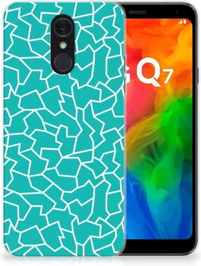 LG Q7 Hoesje maken Cracks Blue