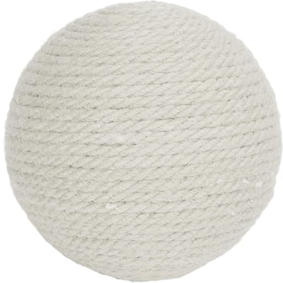Balle Sisal pour Chat Soulager l'Ennui Dents Griffes Grincement Balle Sisal Interactive Griffoir pour Chats blanc