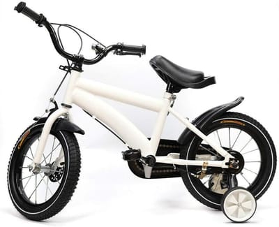 Kinderfiets 14 inch - Jongensfiets Meisjesfiets - Eerste Fietservaring - Stevig Koolstofstaal Frame - Met Zijwielen - Wit Rood Blauw Geel