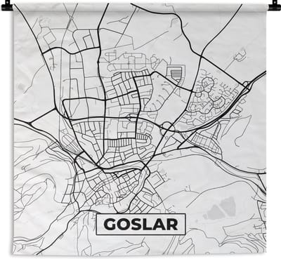 Wandkleed - Wanddoek - Plattegrond - Kaart - Goslar - Stadskaart - 180x180 cm - Wandtapijt