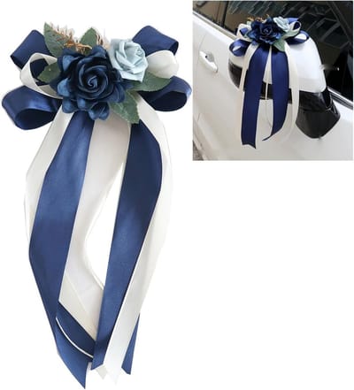 4 stuks zijden bloemen autostrikken voor bruiloft - simulatie roos met zuignappen voor auto decoratie