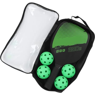 Pickleball Set Draagbare Pickleball 2 Peddels en 4 Ballen Set met Opbergtas voor Buitensporten green