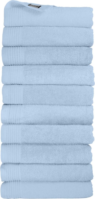 The One Towelling Classic Handdoeken - 50 x 100 cm - 10 Stuks - Voordeelverpakking - Hotelkwaliteit - 100% Gekamd katoen - Lichtblauw